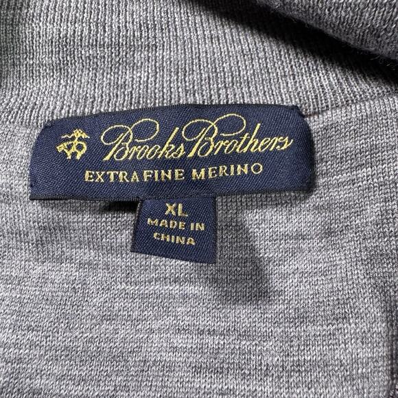 Brooks Brothers Men's Washable 100% Merino Wool Red Quarter Zip Pullover XL - Picture 4 of 7